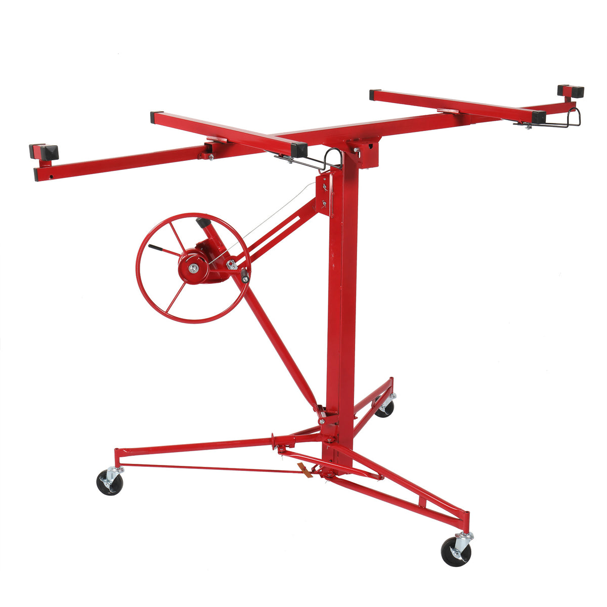 16ft Drywall Lifter Panel Hoist Dry Wall Rolling Caster Lifter Construction Tool 150LB Heavy Duty Sheetrock Hoist Holder Red