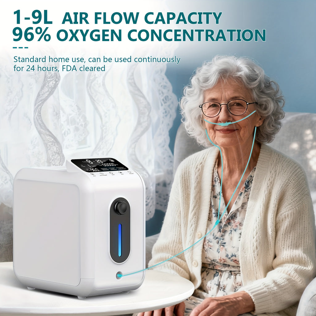 Portable Oxygen Concentrator Machine ROG22 - 1-9 Adjustable Oxygen Generator with 96% Purity, Compact & Quiet for Home, Travel Suitable for Home Use, COPD, Emphysema, Pulmonary Fibrosis