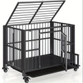 Polar Aurora Heavy Duty Dog Crate, Foldable Indestructible Dog Kennel, Escape Proof Extra Large Dog Cage With Lockable Wheels, High Anxiety Pet Playpen With Double Door For Indoor/Outdoor Use.