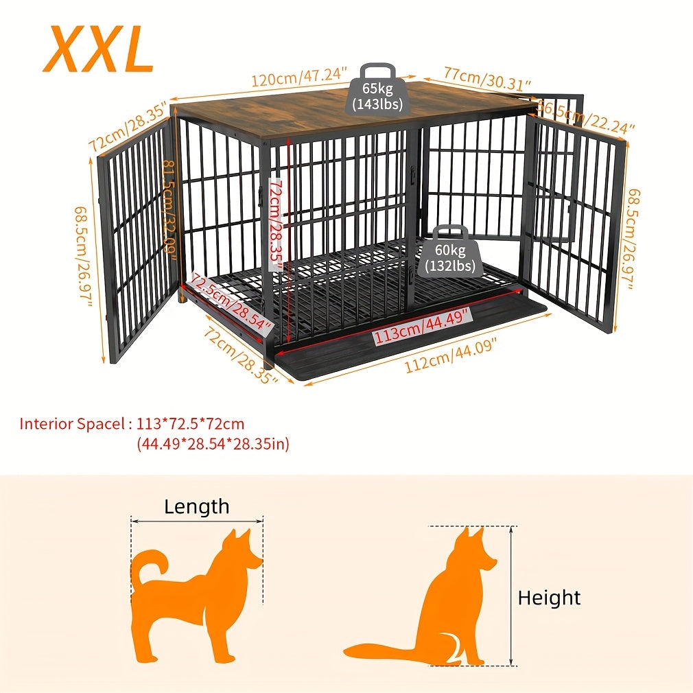 XL Large Dog Cage Heavy Duty Dog Crate Furniture, Unlimited Combinable Dog Kennel, Super Sturdy with Bottom Tray&3 Doors