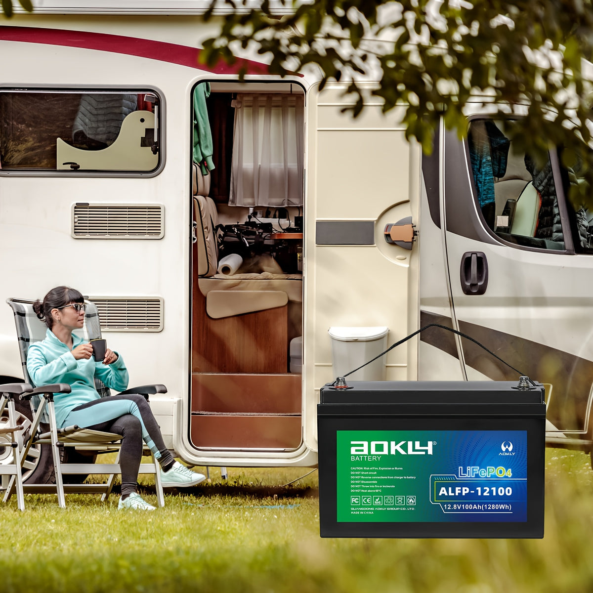 AOKLY 12V Lithium RV Battery with Capacities of 100Ah Or 150Ah, Designed for Deep Cycle Use, Suitable for Off-Grid Power Applications in Homes And Outdoor Settings, And Compatible with Solar Panels