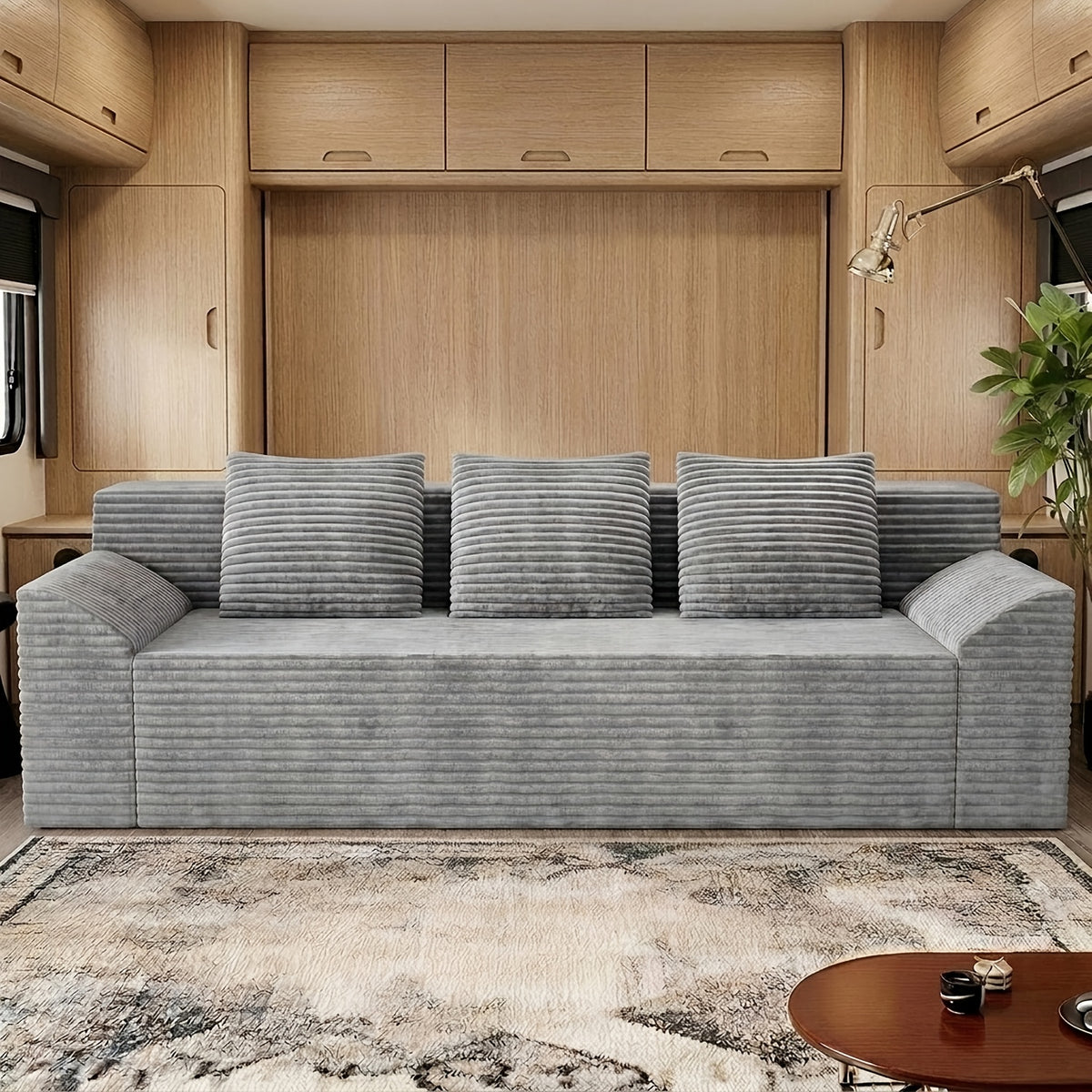 RV Corduroy Sofa in 42-Inch or 70.8-Inch Sizes, No-Assembly Plush Deep-Seat Couch for Camper or Home