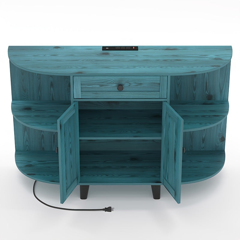 Sideboard Buffet Cabinet, Freestanding Kitchen Cabinet with Storage, Accent Coffee Bar Cabinet with Doors, Vintage Blue
