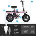[Hisent New Upgraded Foldable Electric Bike]Rated Power: 500W, 48V 10AH-17.5AHLithium Battery, Range: 12-35 Miles (optional); Speed: 19.9 Miles Per Hour; 14-inch Tires, Available In Basic And Shock-absorbing Models; Suitable for Commuting