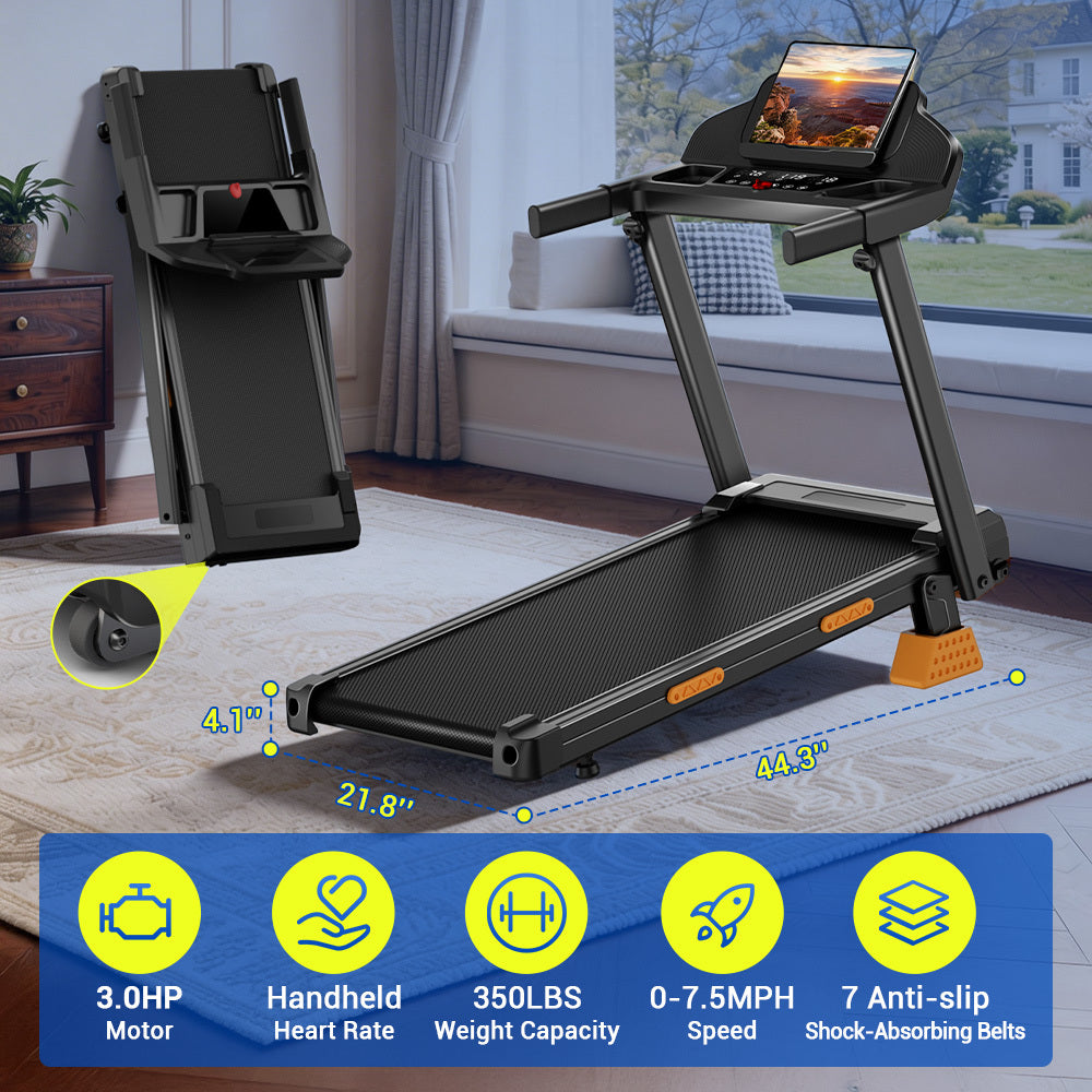 4-in-1 Foldable Treadmill with 12% Incline, Portable with Handle, 350 lbs Capacity for Home and Office
