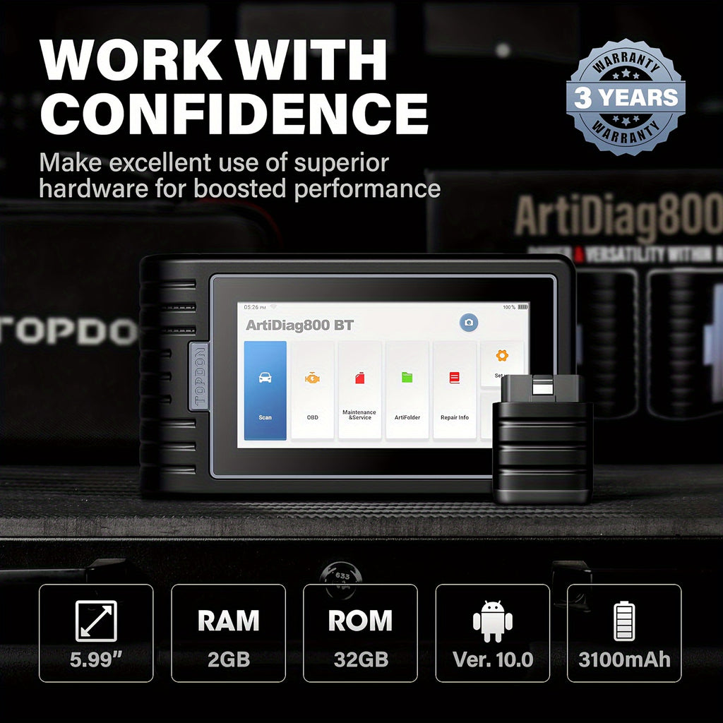 Wireless OBD2 Scanner - AD800BT - Free Lifetime Upgrade - Scan Tool - Automotive Diagnostic Tool - Full System Diagnosis - 28+ Reset Services