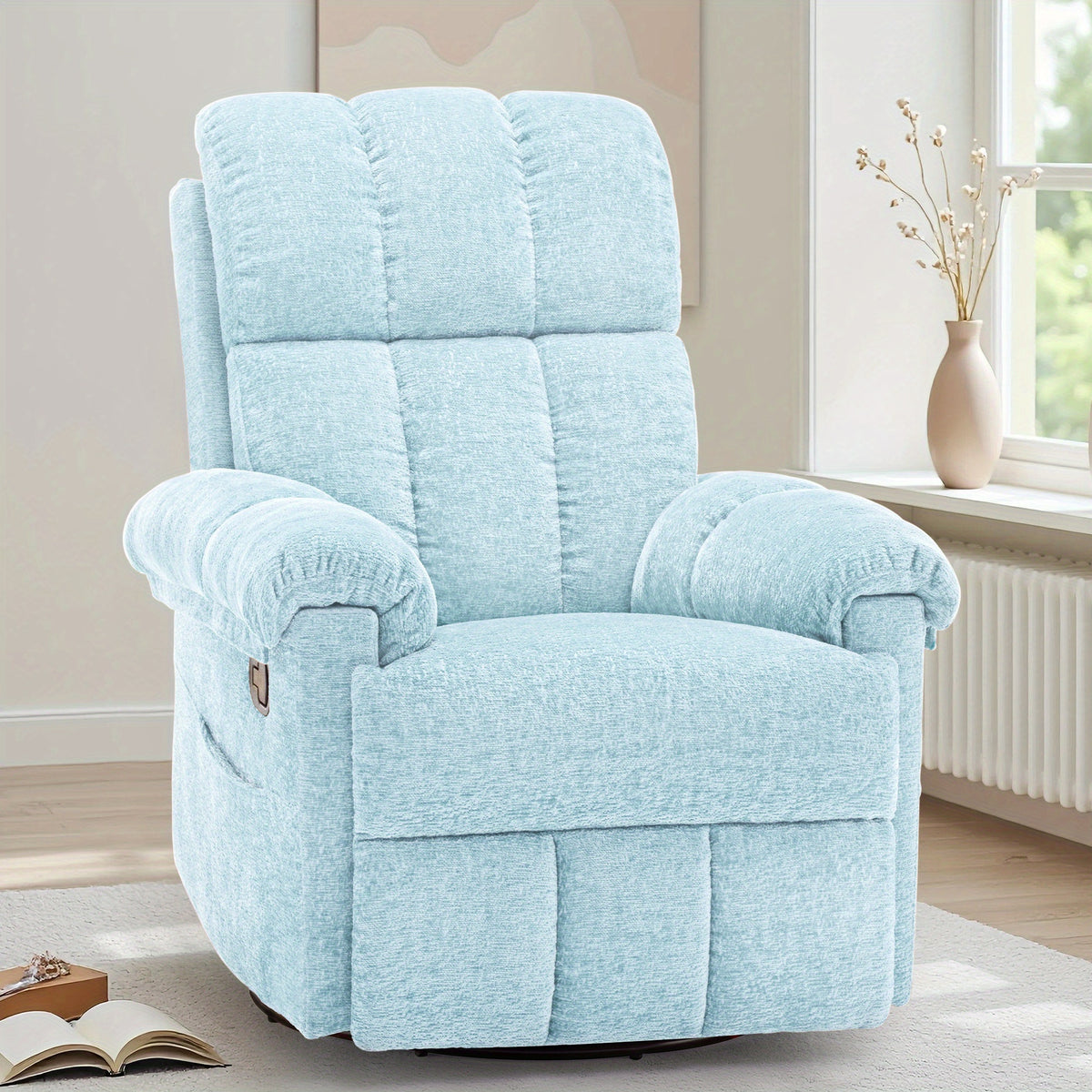 A Solitary Chair for The Living Area, a Reclining Chair That Swivels, a Rocking Recliner for Grown-Ups, Compact Recliners Suitable for Limited Spaces, a Manual Upholstered Recliner Featuring Side Pockets