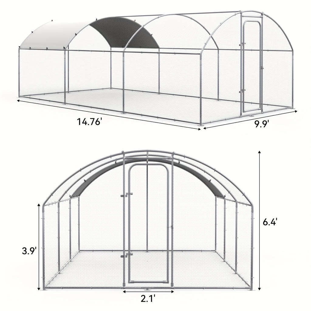 SNDM Chicken Coop Large Metal Chicken Run Upgrade Wire Mesh Chicken Pen with Water-Resident And Anti-Uv Cover, Duck Rabbit House Outdoor