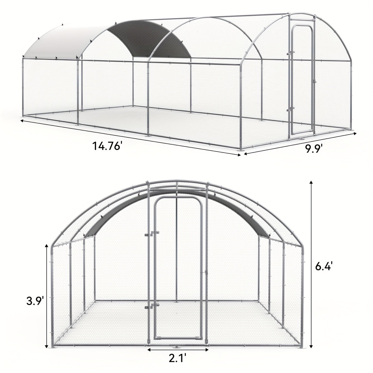 SNDM Chicken Coop Large Metal Chicken Run Upgrade Wire Mesh Chicken Pen with Water-Resident And Anti-Uv Cover, Duck Rabbit House Outdoor