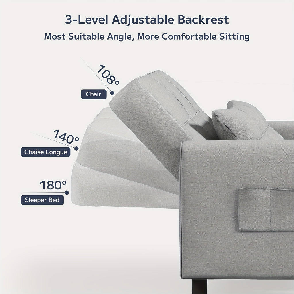 Asofer Convertible Sofa Chair 3-in-1, Adjustable Sleeper Chair Pullout Sofa Bed With Pillows, Comfortable Pullout Futon For Living Room Or Bedroom, Living Room Furniture | Modern Loveseat Design | Luxury Comfort Finish, Futon Sofa Bed, Best Gift