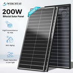 Werchtay 200W Solar Panel, 12V Monocrystalline High-conversion Photovoltaic Modules, Suitable for Off-grid Systems Such As RVs, Home Battery Charging, Stadiums, And Industrial Power Applications(100W*2/100W*1)
