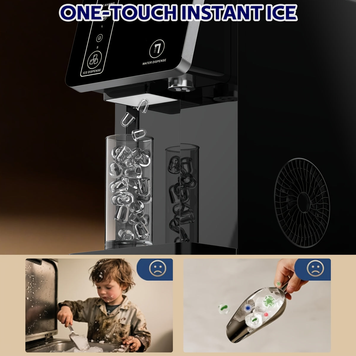 [Portable Ice Maker] Advwin 2-in-1 Ice Maker With Water Dispenser, Nugget & Bullet Ice Maker Countertop, 33 Lbs/24H, Ice Ready In 6 Minutes, 3.5L Water Tank, One-Touch Operation, Portable For Home Kitchen & Office