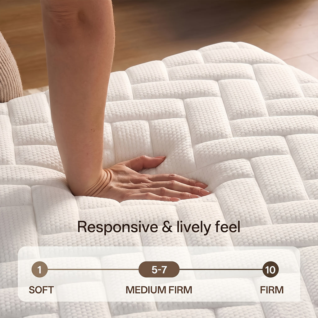10''/12''/14'' Inch Queen Hybrid Mattress in a Box with Gel Memory Foam And Pocket Springs, King Size Mattress Upgraded Support, Medium Firm Feel