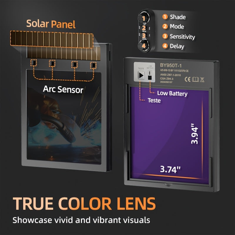 ANDELI Welding Helmet with True Color Automatic Dimming, 180° View Measuring 3.94" X 3.74", Featuring 4 Arc Sensors And a Wide Coverage Range of 4/5-8/9-13, Suitable for TIG, MIG, And STICK Welding