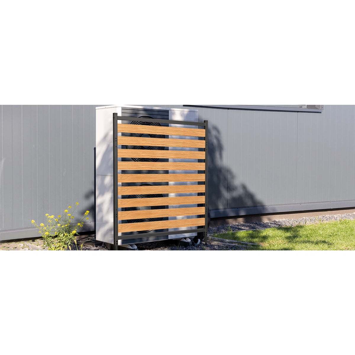 Metal Air Conditioner Fence 2 Panels - 40.27' W x 54.6' H Outdoor Privacy Screen, No Dig Wooden Privacy Screen for AC Unit, Trash Can, Pool Equipment, Yard Garden