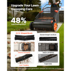 VEVOR Push Lawn Sweeper, 26 in Leaf & Grass Collector with 7 cu. ft. Hopper Bag, Adjustable Brush Height & Spinning Brushes, Heavy Duty Yard Sweeper with Rubber Wheels for Leaves Grass Cleanup