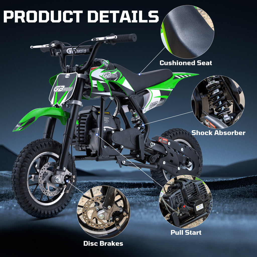 2026 New Style 37cc 4-Stroke Gas Powered Mini Dirt Bike, Top Speed 18 MPH with Up to 27 Miles Riding Range, Compact Off-Road Motorcycle for Teens and Adults, Air-Cooled Engine, Easy Pull Start System, Durable Steel Frame Construction, Front and Rear Disc