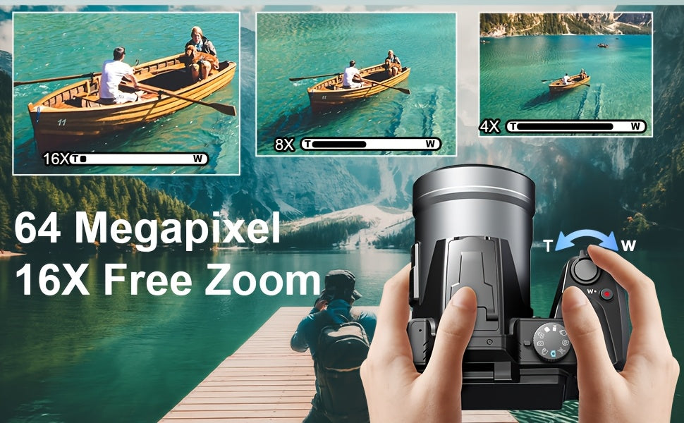 NBD 64MP Digital Camera for Photography, 5K Vlogging Camera for YouTube with 3" Flip Screen, 16X Digital Zoom, Autofocus, 2 Batteries, 32GB TF Card(S205, Black)