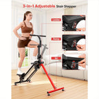 Adjustable Stair Stepper for Home with 3 Workout Modes, Folding Stair Climber with Ski Simulation & Oversized Pedals, 660LBS Capacity Step Machine with Handlebar, 90% Pre-Assembled Fitness Equipment, Without Battery