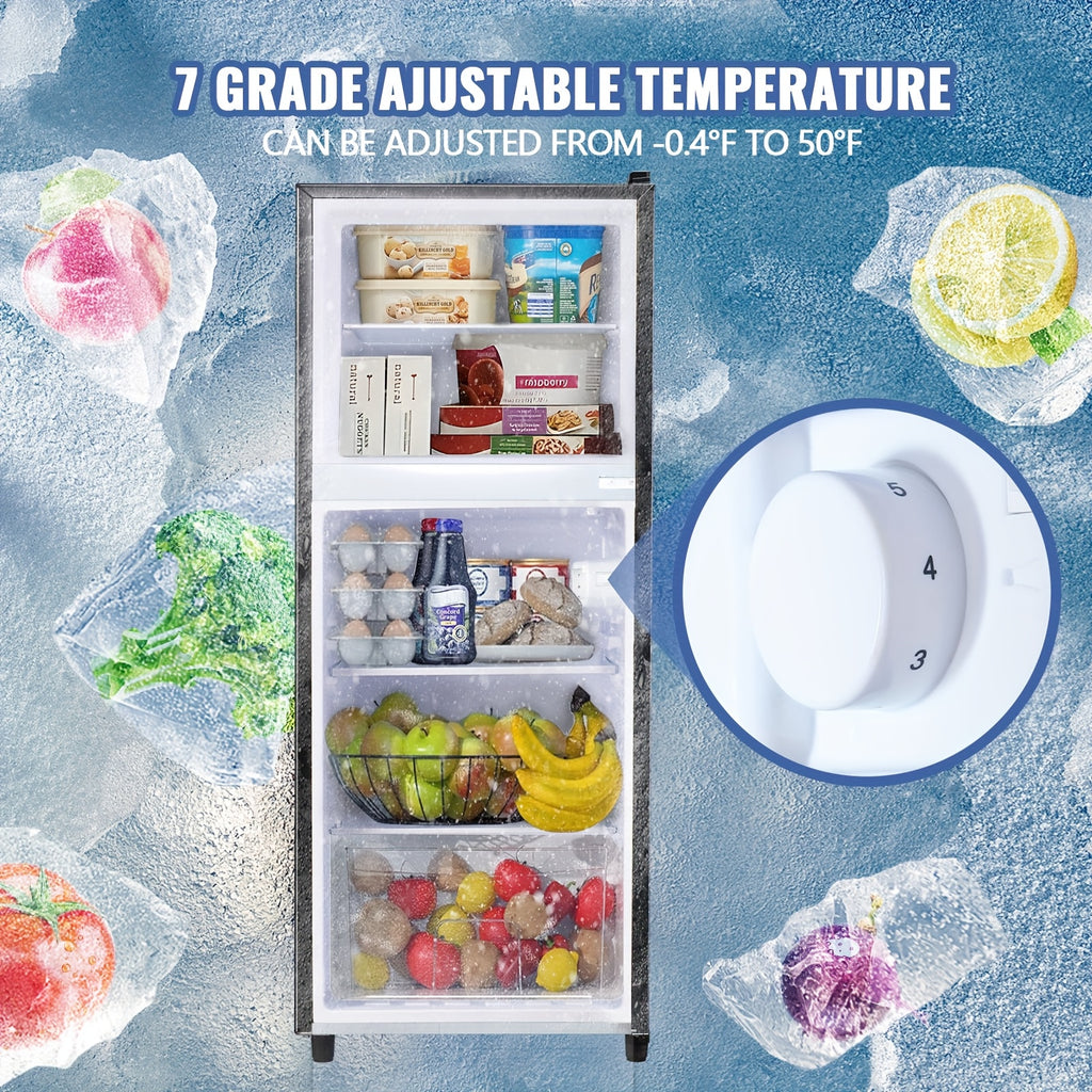 5.0/2.4 Cu.Ft Mini Fridge with Freezer, Dual Door Refrigerator with 7 Settings Temperature Adjustable, Small Fridge for Dorm Office Apartment and Home