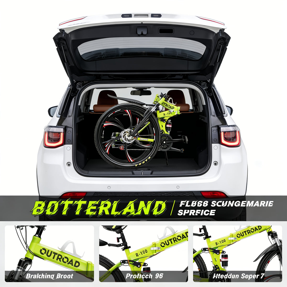 26 Inch Folding Mountain Bike, 21 Speed Full Suspension High-Carbon Steel MTB Foldable Bicycle, Dual Disc Brake Non-Slip Folding Bikes for Adults