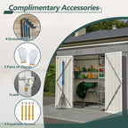 Outdoor Metal Storage Shed, 8' x 4' Gray Backyard Organizer with Lockable Door and Floor Frame