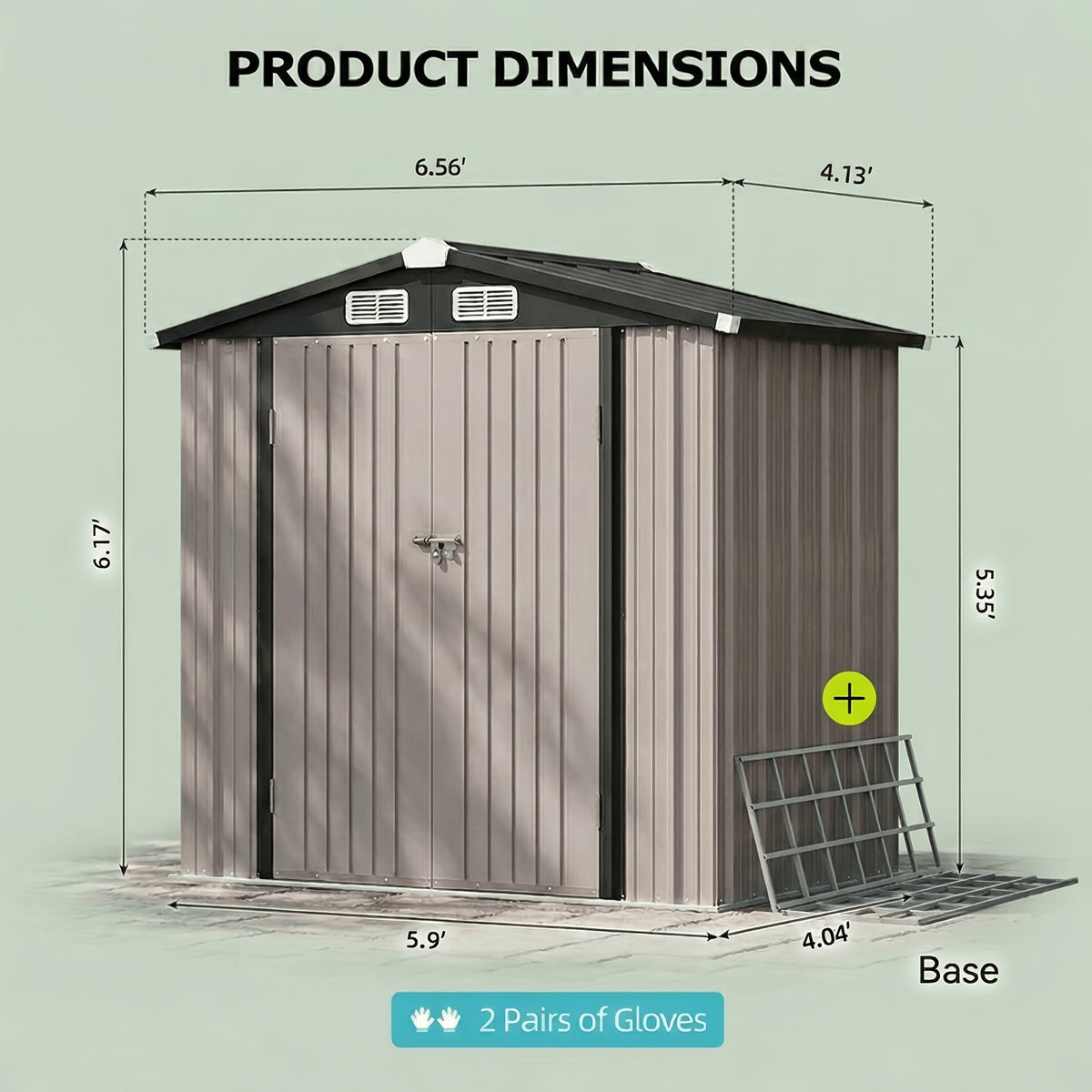Outdoor Storage Shed in Brown, Galvanized Metal Organizer with Lockable Double Doors and Five Configuration Options