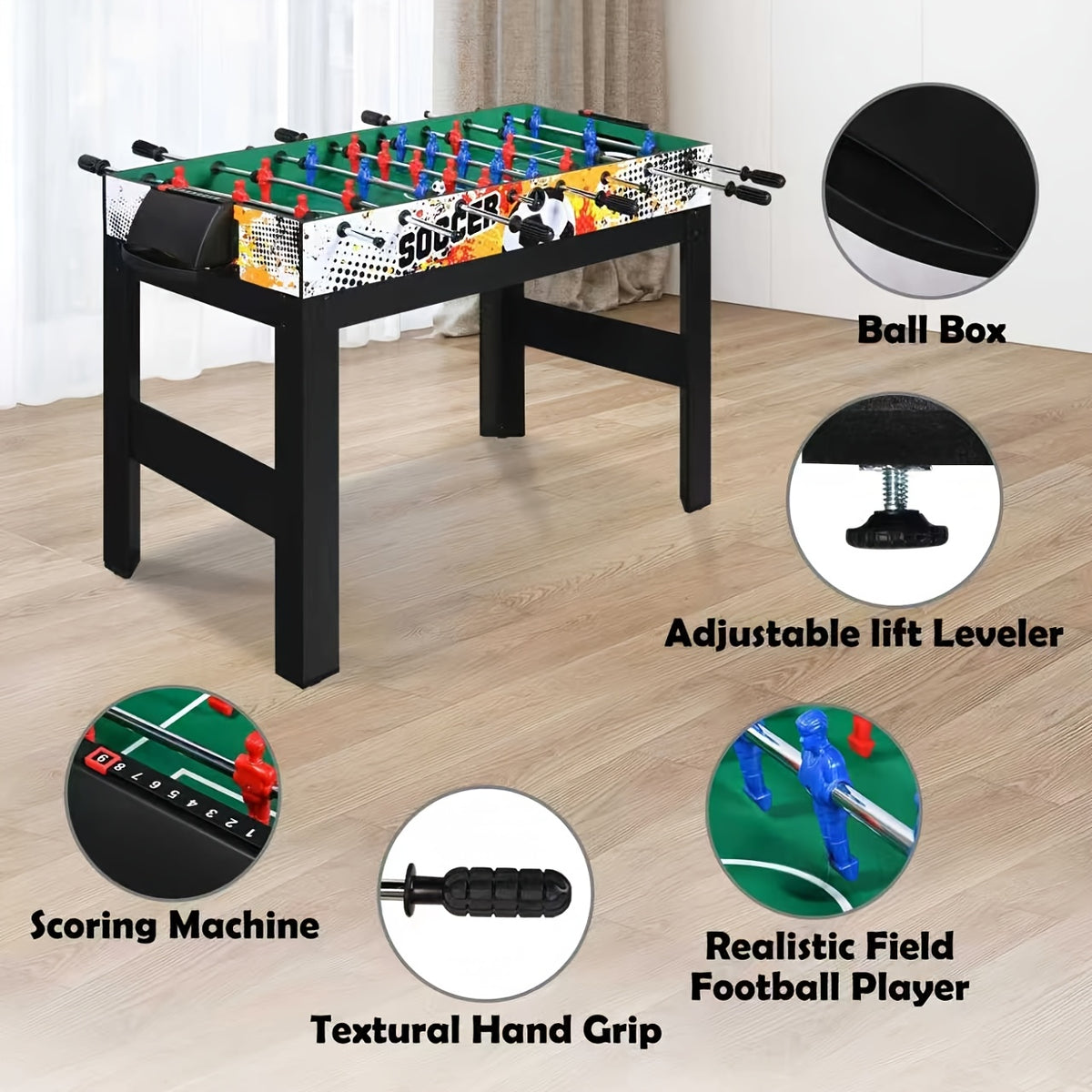 15-In-1 Combo Game Table Set for Home, Multifunctional Game Tables for Game Room, Indoor Game for Adults W/Foosball, Bowling, Basketball, Shuffleboard, Billiard, Hockey, Table Tennis, Chess, Backgammon, Checkers, Ring Toss