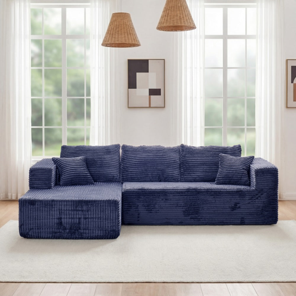 Modular Combination Sofa, Comfortable and Fluffy, L-shaped, Dark Black Color, Suitable for the Living Room, Deep Seat Design, Memory Foam, Boneless Velvet Fabric