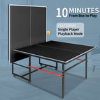 8ft Folding Rolling Table Tennis Table Regulation Ping Pong Table with 2 Paddles 3 Balls 1 Net And Post Set Fold-Up Design 4 Wheels for Easy Movement, BLACK