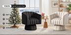 Rotating Decorative Chair, 360° Swivel Barrel Chair, Mid-century Modern Chair, Wide Soft Cushion, Modern Velvet Fabric, Round Armchair, Suitable For Living Room, Lounge, Bedroom, Black, Free Shipping