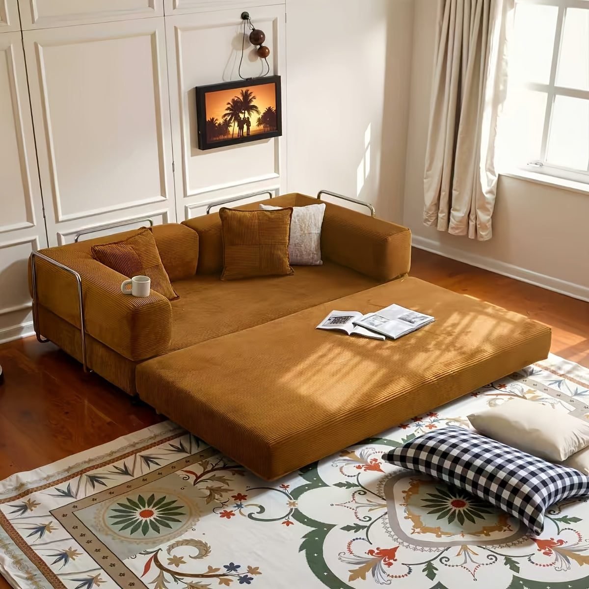 Boneless Sofa Bed, Modern Cloud Couch Folding Sofa Bed, Modular Sofa In A Box Compressed Memory Foam Sofa with Washable Sofa Cover for Living Room, Bedroom, Apartment