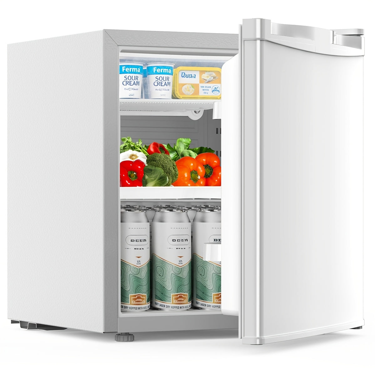 KNDKO 1.6 Cu.Ft Mini Fridge, Single Door Compact Refrigerator, 7 Settings Temperature Adjustable, 2 Removable Shelves, Small Fridge For Bedroom, Office, Apartment, Dorm