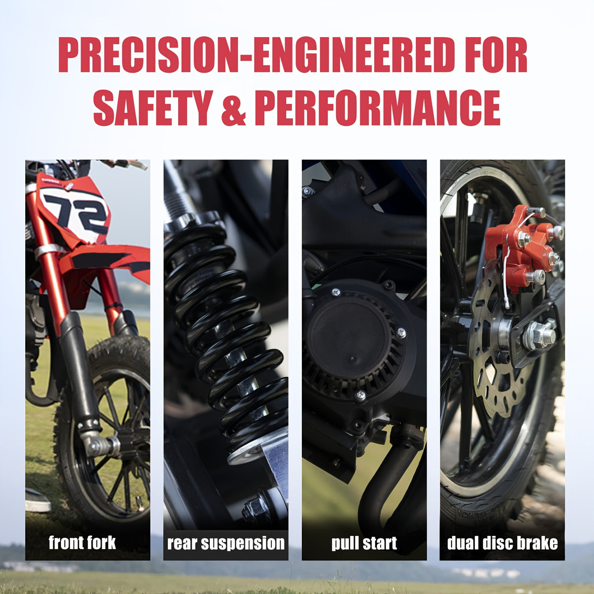 Gift Ideas Dirt Bike - 49CC 2-Stroke Dirt Bike - Gas Powered Off Road Motorcycle - 2 Stroke Dirtbike Motorcycle - Mini Bike - Pocket Motorcycle With Front And Rear Disc Brake - Max Speed 24MPH - And Outdoor Play Motorcycle - Without Battery