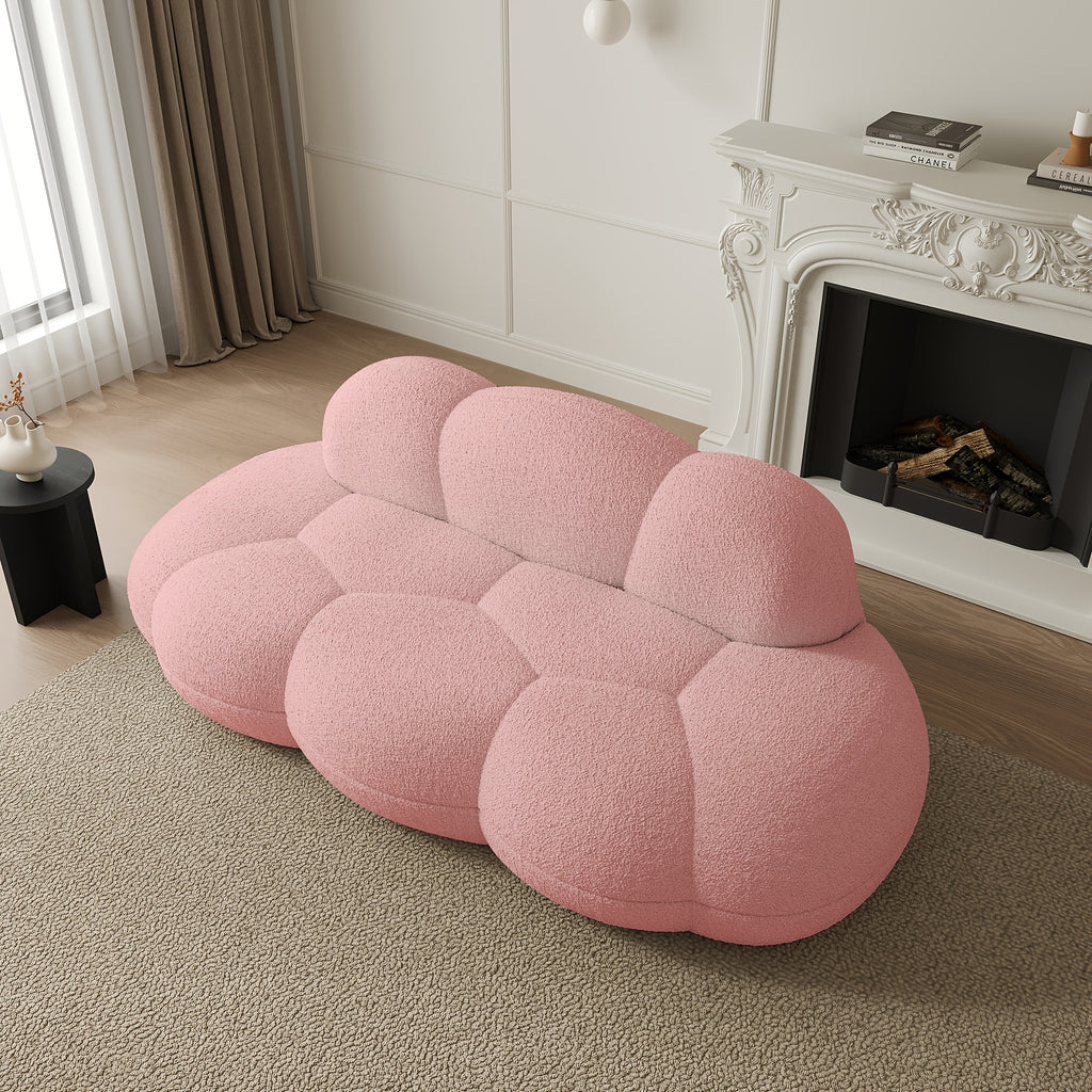Cloud Shaped Couches for Living Room, Modern Comfy Compressed Sofa, Cloud Shaped Leisure Sofa, Upholstered Couch for Bedroom, Apartment, Small Space (No Installation Required)