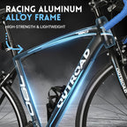 Road Bike 14-21Speed 700C Wheel with Light Aluminum Alloy Frame Commuter Bicycle with Dual Disc/V Brakes for Women And Men