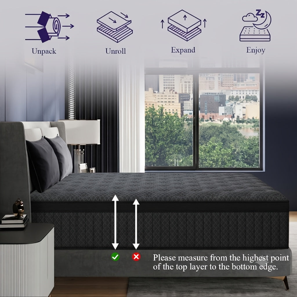 EVLWZL 10"/12"/14" Gel Memory Foam Hybrid Pocket Spring Twin Full Queen King Size Bed Mattress in A Box, Medium Firm Premium High Quality Innerspring Hybrid And Cooling Gel Memory Foam Mattress And Motion Isolation
