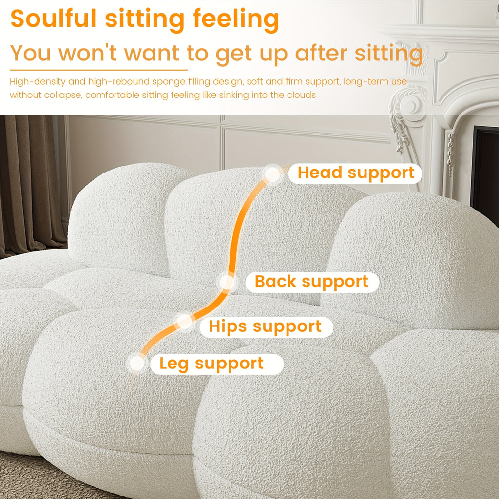 Cloud Shaped Couches for Living Room, Modern Comfy Compressed Sofa, Cloud Shaped Leisure Sofa, Upholstered Couch for Bedroom, Apartment, Small Space (No Installation Required)