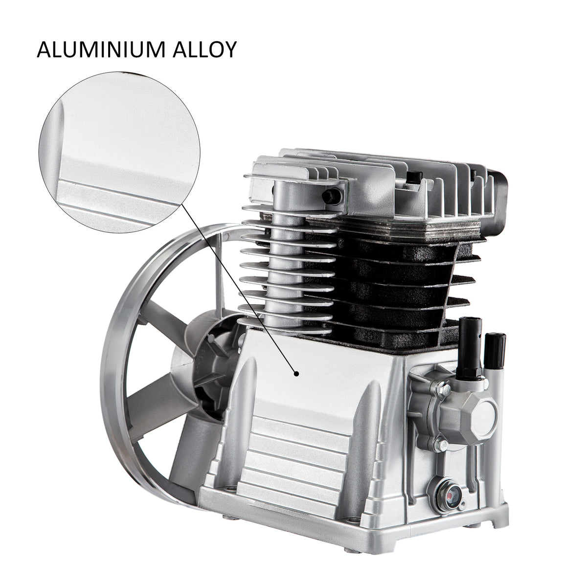 VEVOR Air Compressor Pump, 3HP 11.8CFM, Industrial Compressor Head Pump Motor, 1300RPM High-Spped Single Stage Twin Cylinder Aluminum Air Compressor Head Piston Style Splash Lubrication Pump