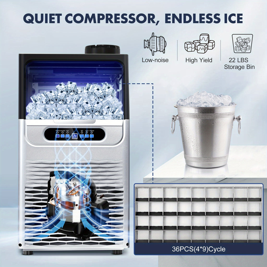 [For Home/Party/Bar] Commercial Ice Maker Machine 90LBS/24H With 22LBS Storage Bin, Freestanding/Under Counter Ice Machine For Home/Party/Bar/Restaurant