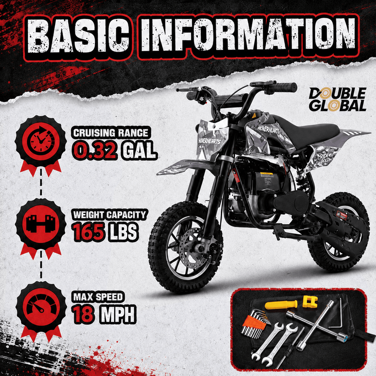 2026 New Style 37cc 4-Stroke Gas Powered Mini Dirt Bike, Top Speed 18 MPH with Up to 27 Miles Riding Range, Compact Off-Road Motorcycle for Teens and Adults, Air-Cooled Engine, Easy Pull Start System, Durable Steel Frame Construction, Front and Rear Disc
