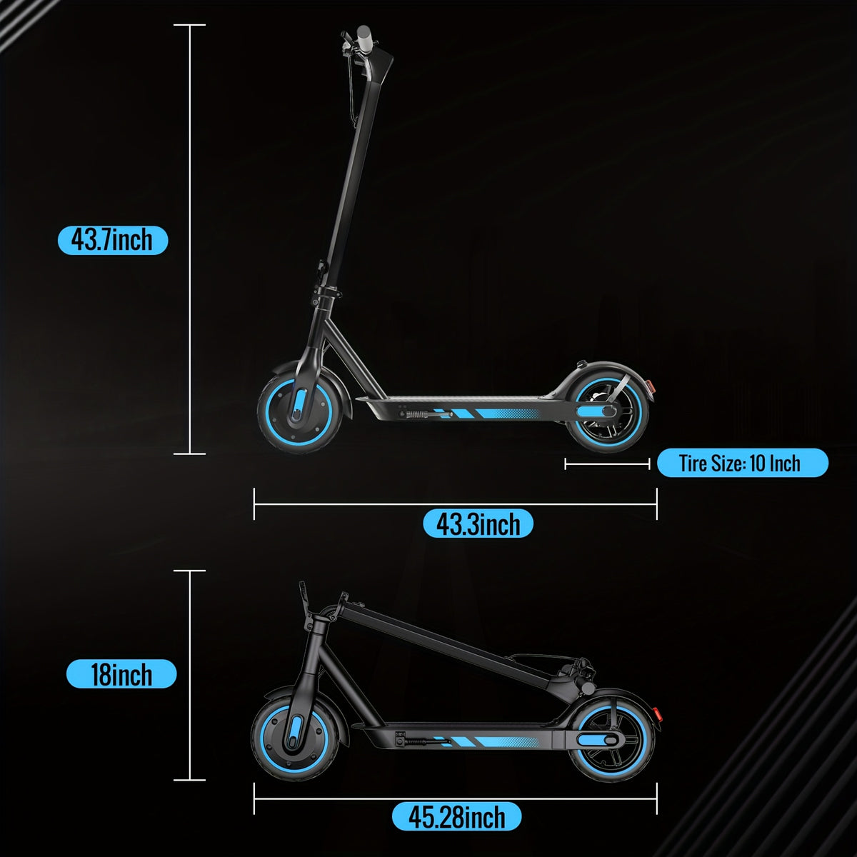 V10 Electric Scooter, 500W Foldable E-Scooter with 10-Inch Tires and 28-Mile Range for Adults