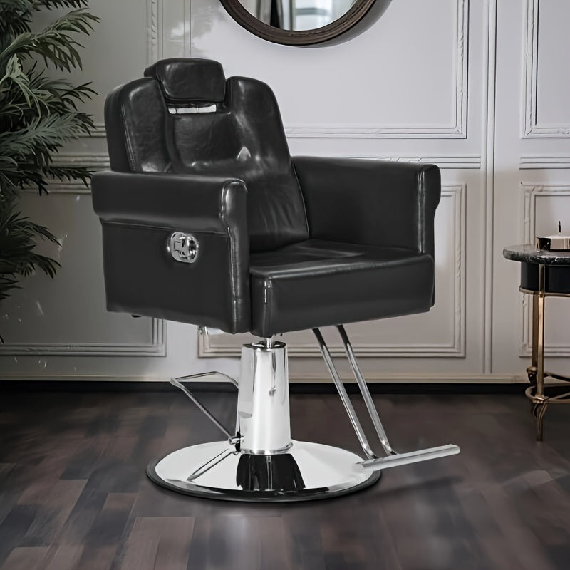 [Adjustable Height 360°] Barber Chair Recliner Salon Chair Hair Spa Chair With Hydraulic Pump, Removable Headrest, Adjustable Height 360 Degrees Swivel For Hair Salon Equipment