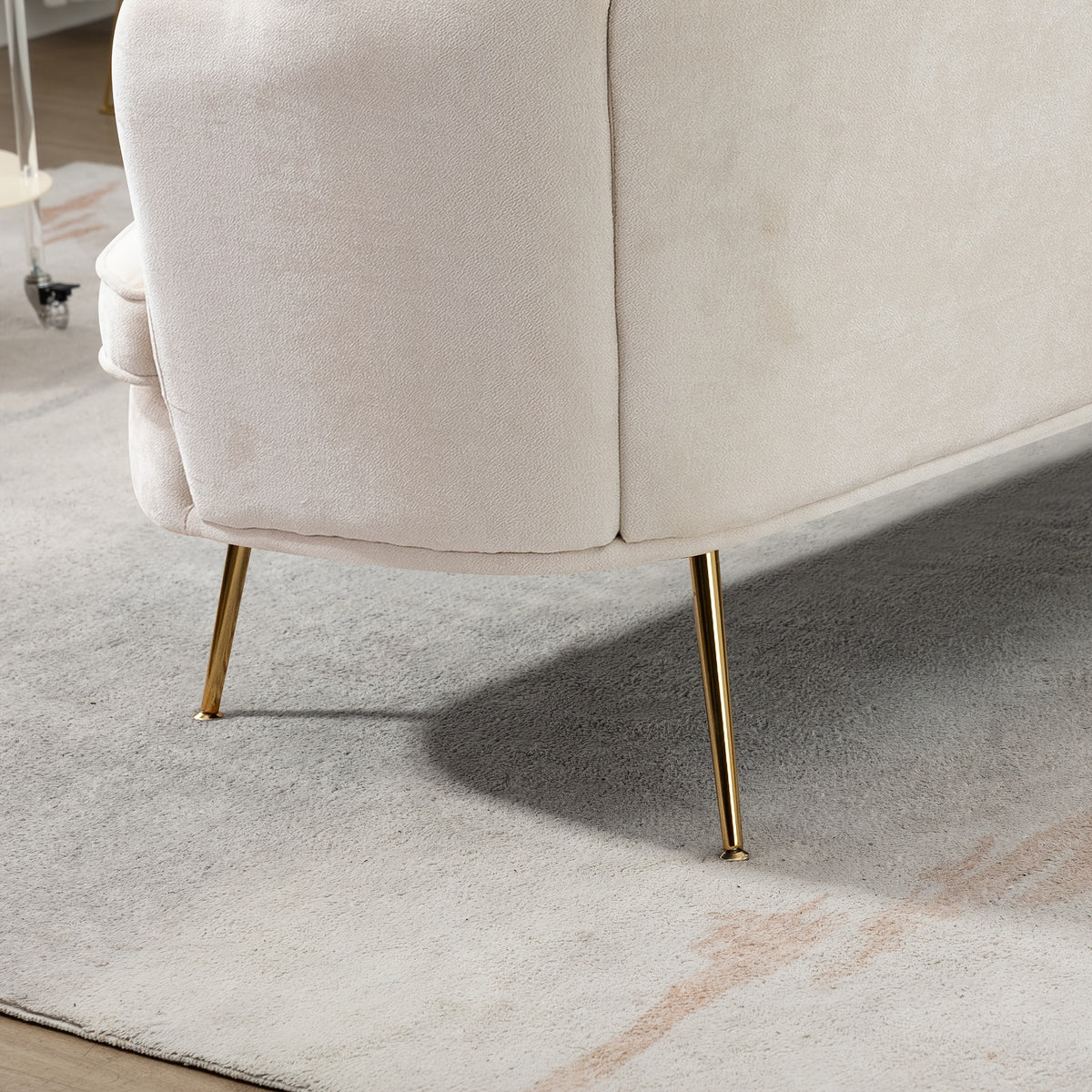 Comfy Loveseat Sofa Small Couch 2-Seater Sofa with Golden Metal Legs for Living Room, Bedroom, Apartment