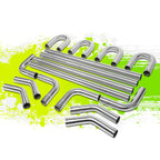2.5"OD 16-Piece SS Steel DIY D.I.Y Exhaust Straight 45 90 Degree U-Bends Pipes