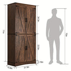 Farmhouse Tall Storage Cabinet with 4 Doors & Adjustable Shelves, 71in Pantry Cabinet for Kitchen, Living Room, Dining Room, Bathroom, Rustic Wood Storage Cabinet