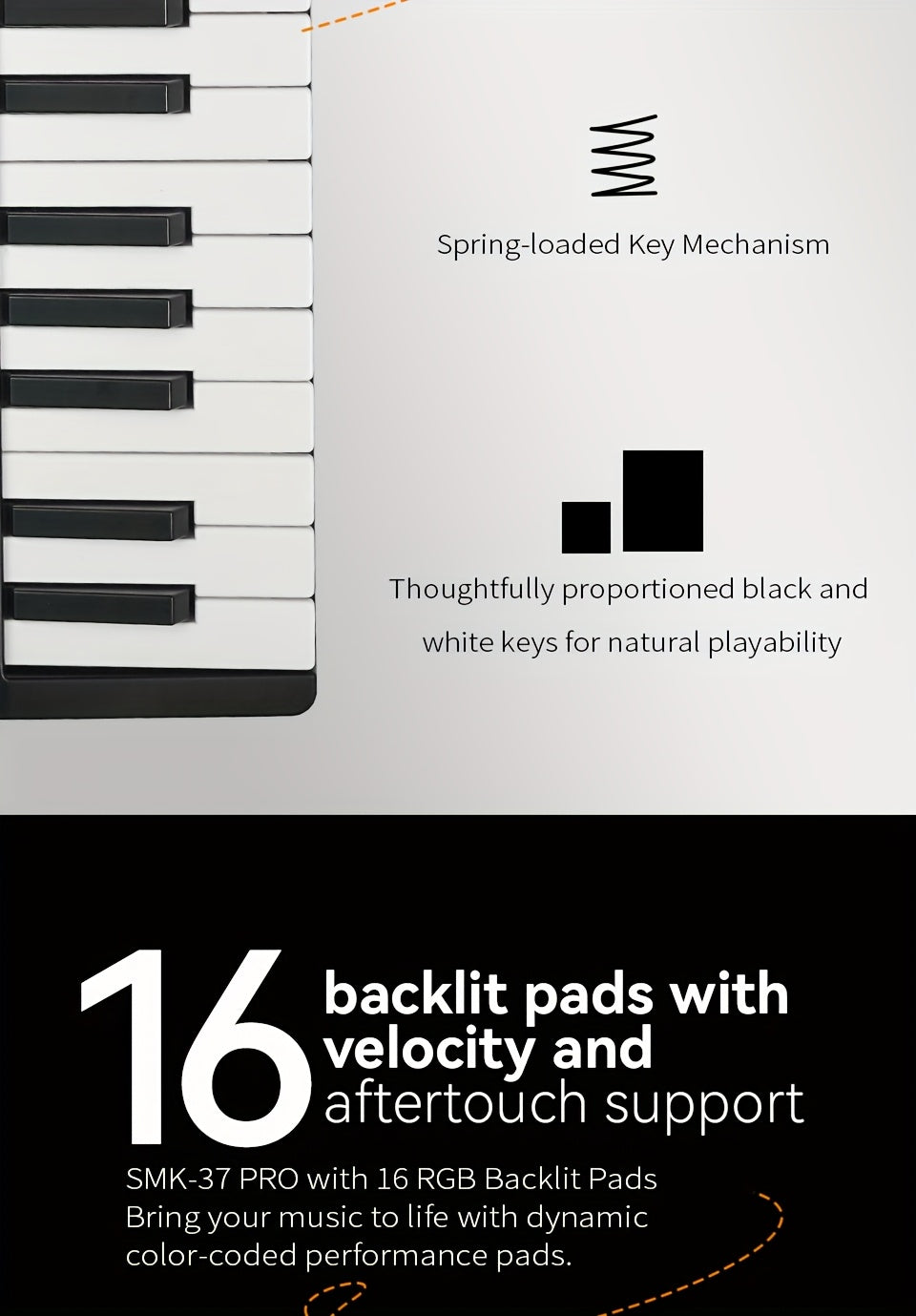 M-VAVE SMK37PRO Professional MIDI Keyboard with 37 Keys, Wireless for Music Composition And Synthesis