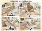 Modern Office Crossover Wheelchair, Luxurious Plush Vanity Chair with Wheels, Adjustable Armrests, Ergonomic Office Chair Suitable for Bedrooms, Computer Makeup Rooms, And Offices, Available in White, Black, Pink, And Gray, Stable And Durable