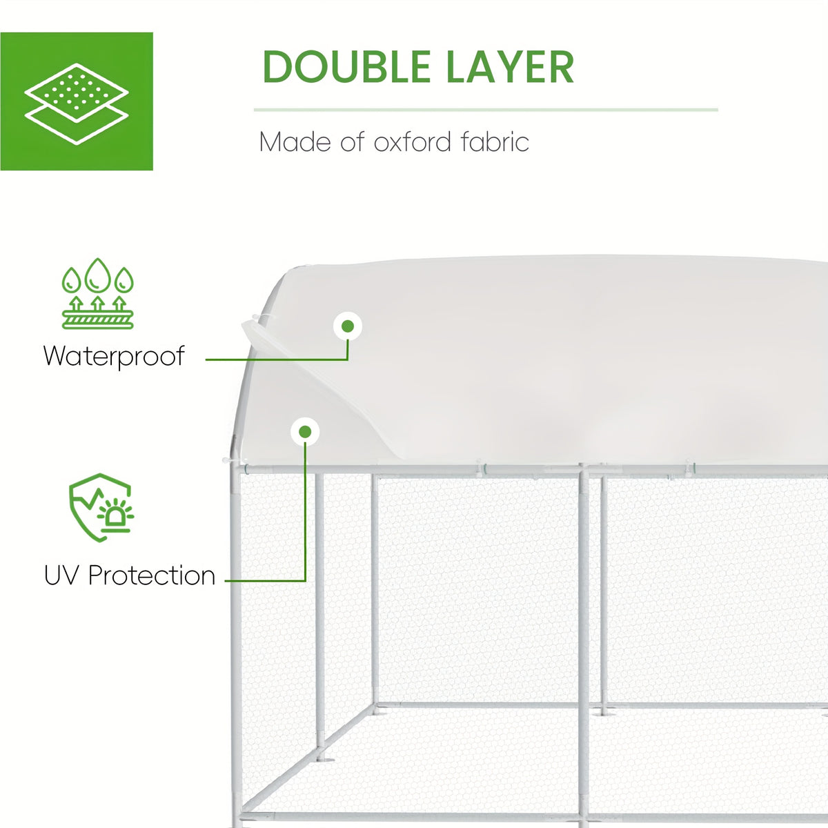 Large Metal Chicken Coops For 20 Chickens Runs For Yard With Waterproof Cover Walk-in Chicken Pen 10'Lx6.6'Wx6.6'H Outdoor Backyard Farm Use Round Roof Poultry Coop For Yard Garden With Waterproof Anti-UV Cover For Hens, Ducks, Rabbits