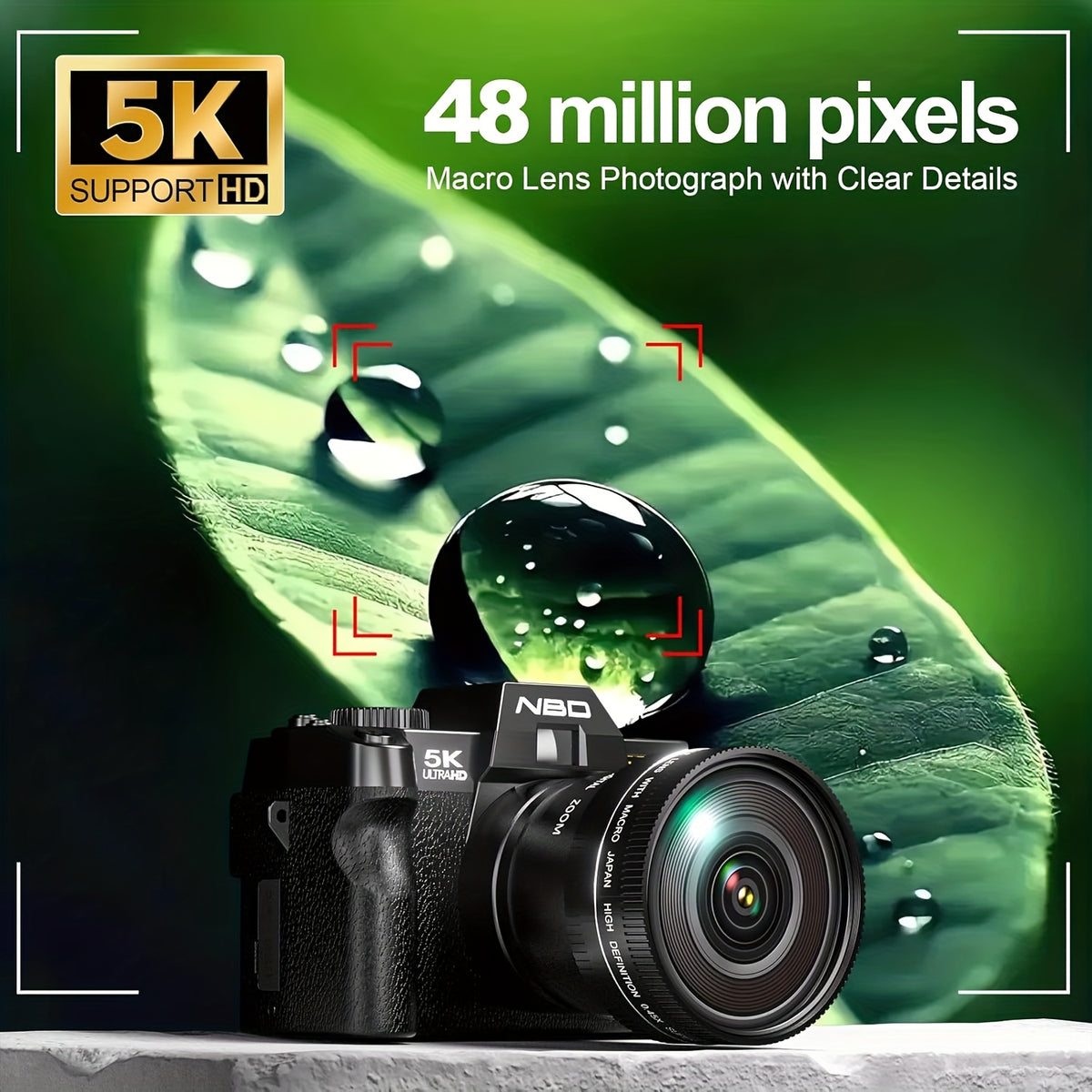 NBD Digital Cameras for Photography 5K, 48MP Autofocus Vlogging Camera for YouTube with 32GB TF Card & 2 Batteries, 16X Zoom Anti-Shake Video Camera with 52mm Wide Angle And Macro Lens., Social Media Content Creation, Youtube Content Creation